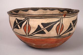 Food Bowl Decorated with Geometric Designs and Leaf Motifs