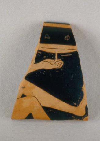 Fragment  for Kylix with Palmette-Eye Motif, depicting a Reclining Youth Playing the Game of Kottabos