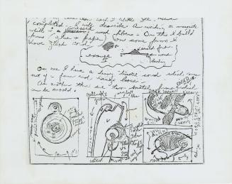 Photograph of Eva Hesse Notes and Sketch of  Artworks (Ring Around Arosie)