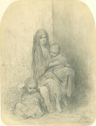 Beggar Girl with Two Babies