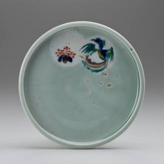 Celadon Plate Decorated with Bird and Flower Motif