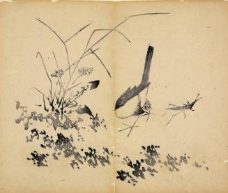 Bird and Grasshopper, from the Ten Bamboo Studio Calligraphy and Painting Manual