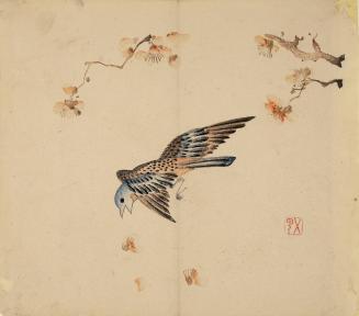 Bird Chasing Cherry Blossoms, from Ten Bamboo Studio Calligraphy and Painting Manual