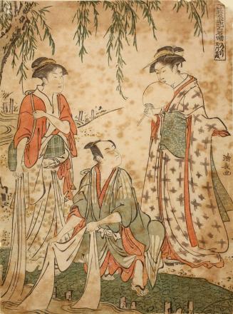 Couple Washing Cloth in the Tama River, from Act 8 from a series of at least nine illustrations for the play Gotaiheiki shiraishibanashi