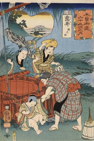 Tarui: Sarunosuke Untying a Child from a Well, no. 58 from the series The Sixty-nine Stations of the Kisokaidō