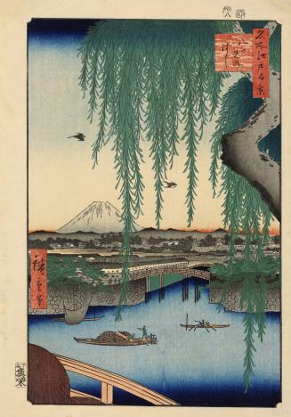 Yatsumi Bridge (Yatsumi no hashi), from the series One Hundred Famous Views of Edo (Meisho Edo hyakkei)