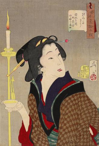 Looking as if She Wants a Drink: The Appearance of a Town Geisha, a So-called Wine-Server, in the Ansei Era, from the series Thirty-two Appearances of Beauty in Everyday Life