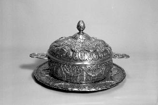 Covered Dish and Tray Decorated with a Gadroon Motif
