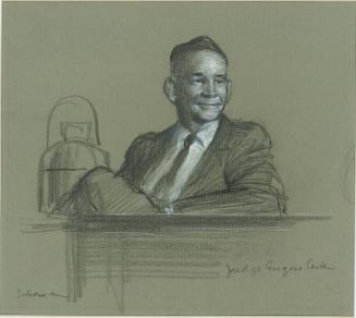 Judge Eugene Carter, Trial of Martin Luther King - "Judges, like ordinary people, are not immune... to what's going on in the community. That man had to save his face.", from a series of drawings documenting the 1956 Montgomery Bus Boycott, Montgomery, A