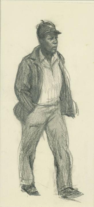 Man Walking - "The longer I rode, the madder I got, 'til I got off.", from a series of drawings documenting the 1956 Montgomery Bus Boycott, Montgomery, AL