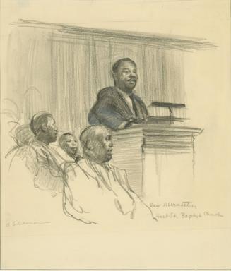 Rev. Abernathy, from a series of drawings documenting the 1956 Montgomery Bus Boycott, Montgomery, AL