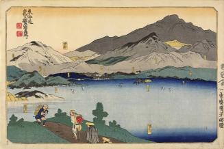 Minakuchi to Kyoto with a View of Lake Biwa, no. 12 from the series A Set of Twelve Pictures of Famous Places on the Tōkaidō