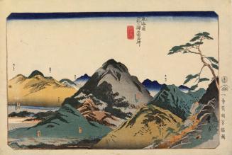 Nissaka to Hamamatsu, with a View of the Mountains along the Tenryu River, no. 7 from the series A Set of Twelve Pictures of Famous Places on the Tōkaidō