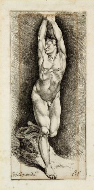 A Male Nude with Raised Arms (Study for St. Sebastian?), plate 8 from Paradigmata graphices variorum artificum (The Hague, 1671)