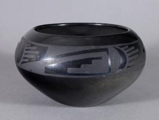 Black-on-Black Bowl with Geometric Design