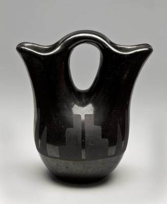 Black-on-Black Wedding Vase with Geometric Design