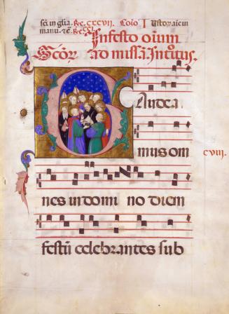 Leaf from a Gradual, with the Initial G ("Gaudeamus"):  All Saints
