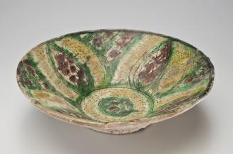 Splash-Glaze Bowl with Incised Floral Decoration