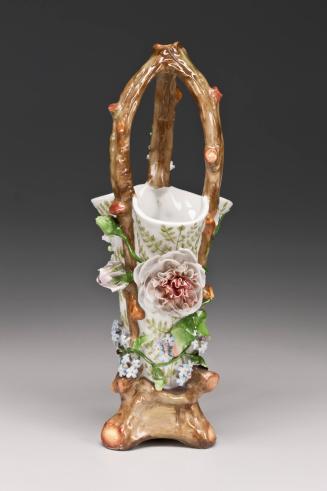 Meissen Vase in the Form of a Basket with Molded Flowers and Branches