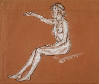 Seated Female Nude, Right Arm Raised
