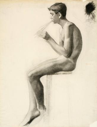 Seated Boy Playing Reed Pipes