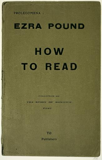 How to Read, by Ezra Pound, from the portfolio, In Our Time: Covers for a Small Library After the Life for the Most Part