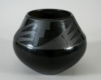 Black-on-Black Jar with Geometric Design