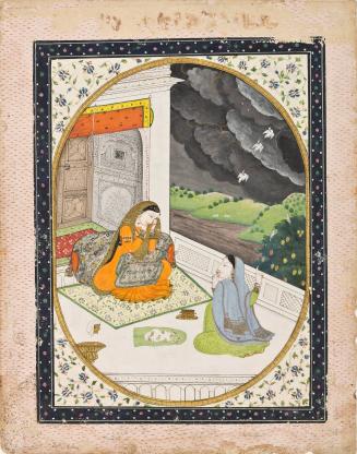 Lady Seated with a Confidante in a Pavilion as a Storm Approaches