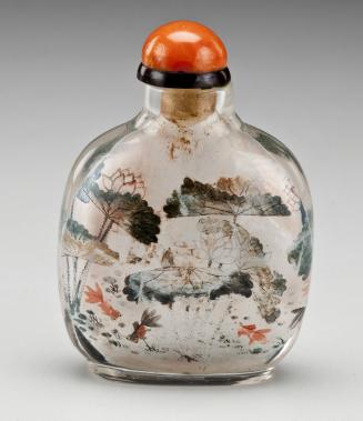 Inside Painted Snuff Bottle with Goldfish and Lotus Motifs