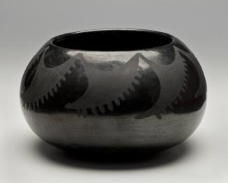 Black-on-Black Jar with Geometric Design