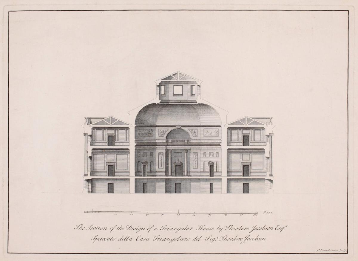 Cross Section for a Triangular House Designed by Theodore Jacobsen