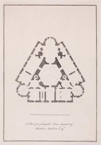 Floor Plan for a Triangular House Designed by Theodore Jacobsen