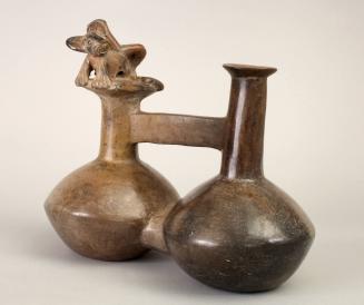 Molded Double-Chambered Vessel with Feline-shaped Finial