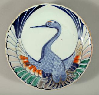 Imari Dish with Molded Crane Design