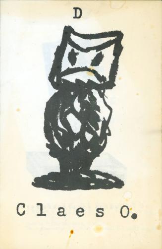 Exhibition announcement for "Drawings  Sculptures  Poems" by Claes Oldenburg at the Judson Gallery, May  22 - June 10, 1959