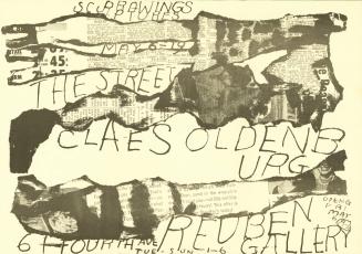 Exhibition announcement for Claes Oldenburg's "The Street" held at the Reuben Gallery, May 6-19, 1960