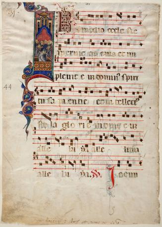 Leaf from a Gradual, with the Initial I ("In medio"): The Translation of the Body of St. Dominic
