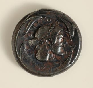 Tetradrachm Commemorating a 474 B.C. Victory over the Etruscans: Obverse, Head of Arethusa with Pearl Headband, Surrounded by Four Dolphins; Reverse, Quadriga with Nike