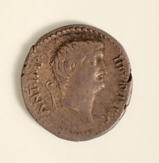 Denarius: Obverse, Head of Mark Antony; Reverse, Ship's Prow, Star Above