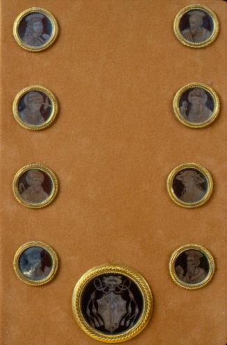 Nielloed Medallions: a) Della Rovere Arms; b) St. Matthew; c) St. Mark; d) St. Luke; e) St. John; f) St. Ambrose; g) St. Augustine; h) St. Gregory; i) St. Jerome