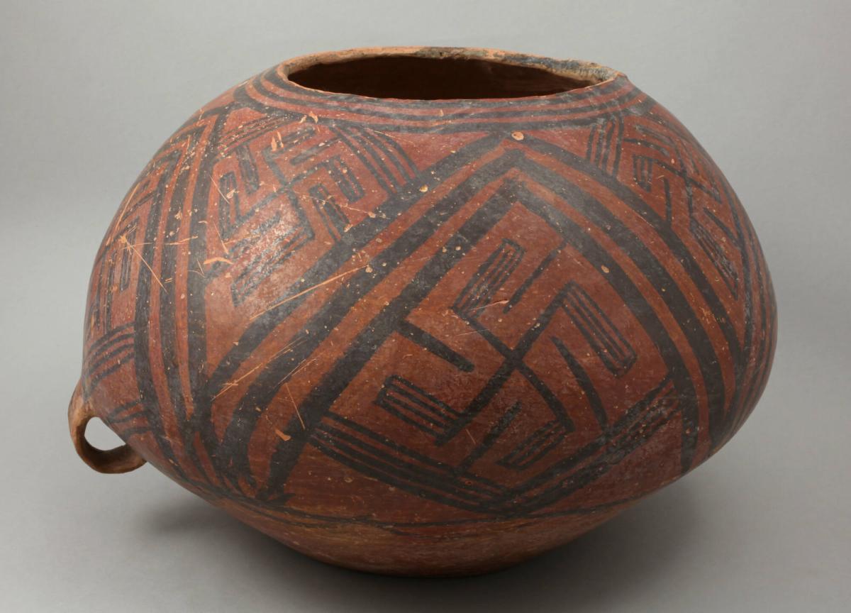 Yangshao-style Funerary Jar with Swastika Motif