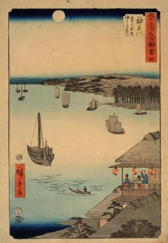 Kanagawa, View over the Sea from theTea Houses on the Embankment, from the series Famous Sights of the Fifty-three Stations