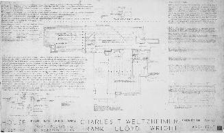 Sheet No. 1: Mat, Plumbing & Heating Plan, for The Charles Weltzheimer House, Oberlin, Ohio