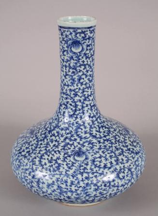 Blue and White Vase Decorated with Vine and Scroll Motif