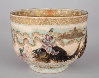 Bowl With Molded Design of Otohome Riding on a Carp