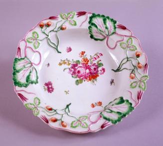 Deep Plate Decorated with Raised Leaves, Tendrils and Wild Strawberries in Relief
