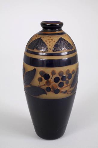 Vase with Butterflies, Leaves and Berries