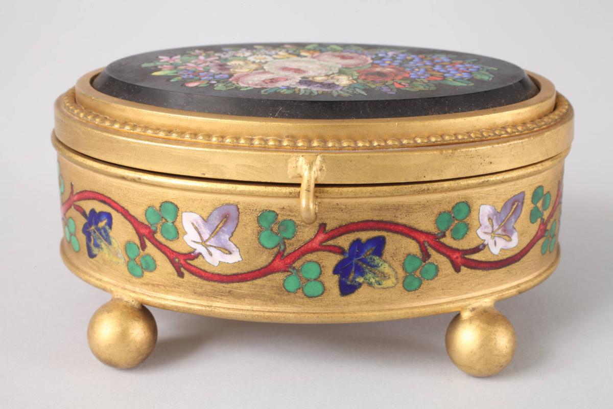 Micromosaic and Enamel Trinket Box