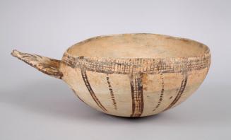 Bowl with Handle and Horns, Decorated with Bands and Dots