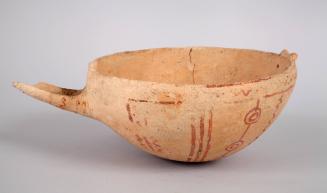 White Painted Ware I Bowl with Spout and String-Hole, Decorated with Wavy and Straight Lines